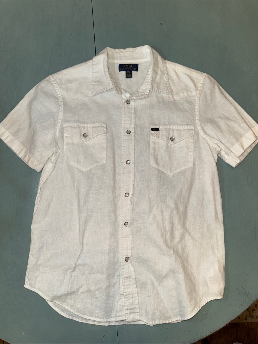 Polo by Ralph Lauren White Short-Sleeve Button Down Shirt with Chest Pockets